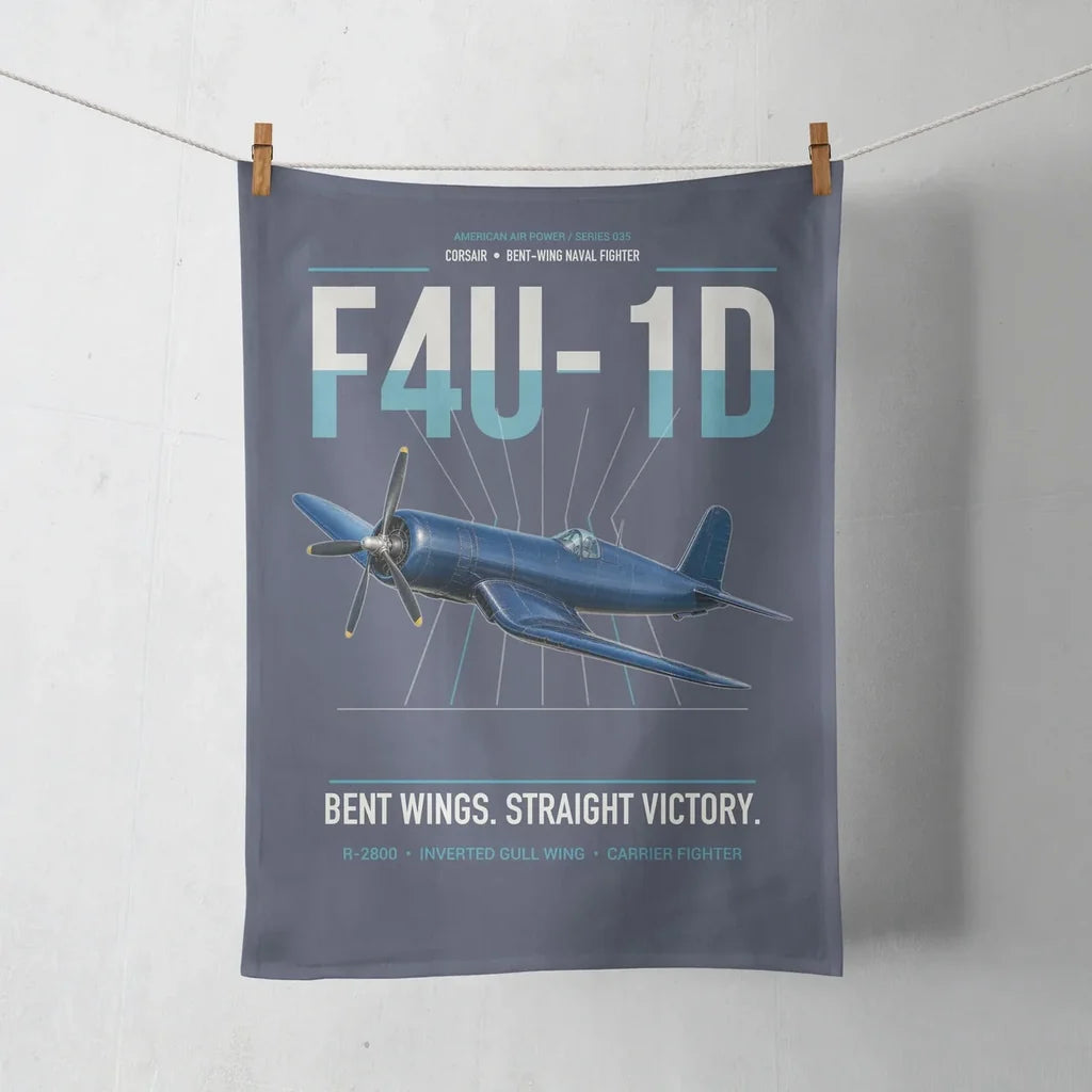 F4U-1D Corsair design on navy blue towel