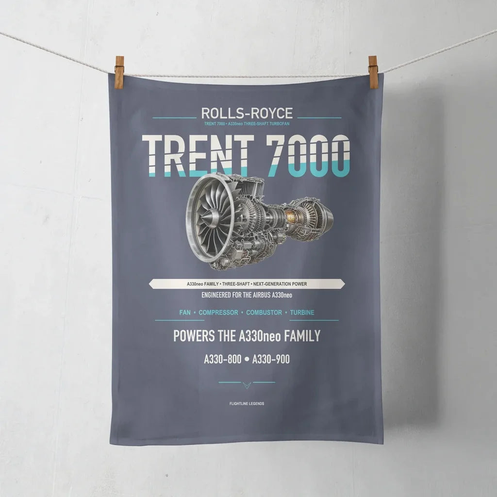 TRENT 7000 design on navy blue towel