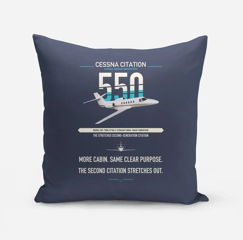 Cessna Citation 550 - Citation II design on navy blue pillow
