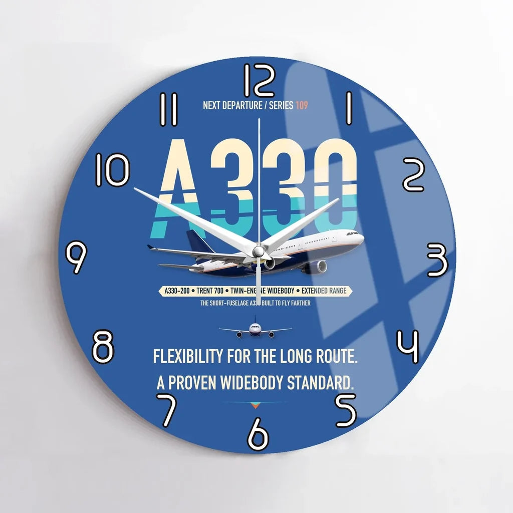 Airbus A330-200 design on blue no frame wall clock