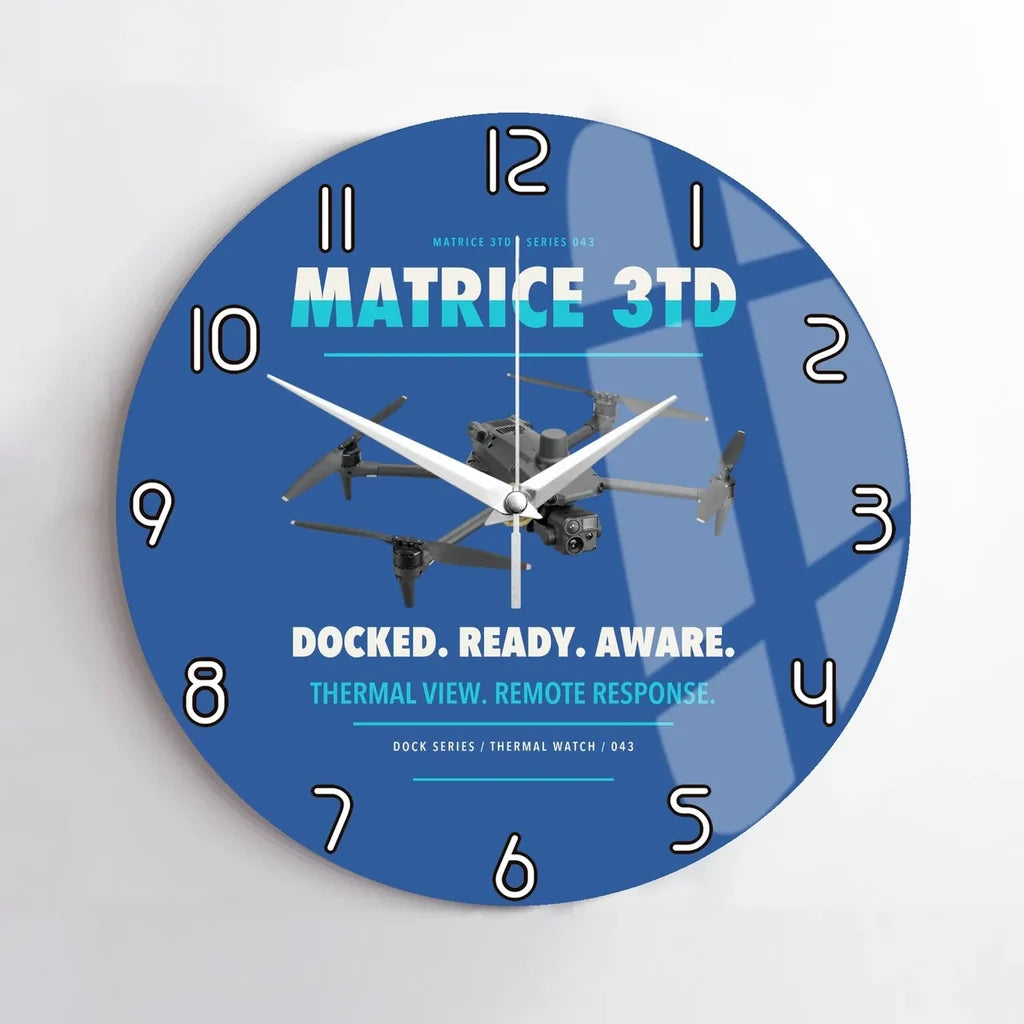 DJI Matrice 3TD design on blue no frame wall clock
