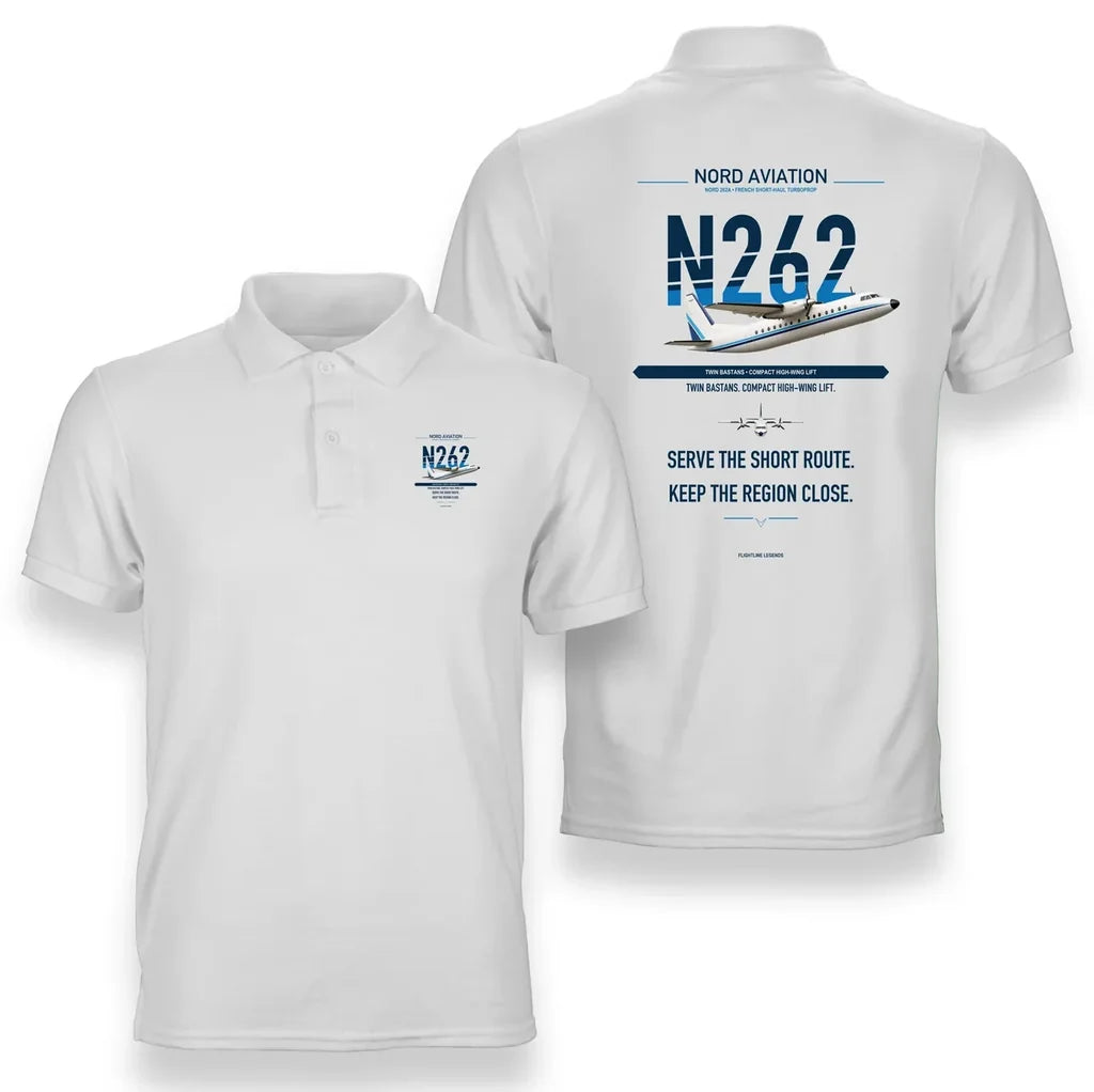 Nord 262A design on white polo