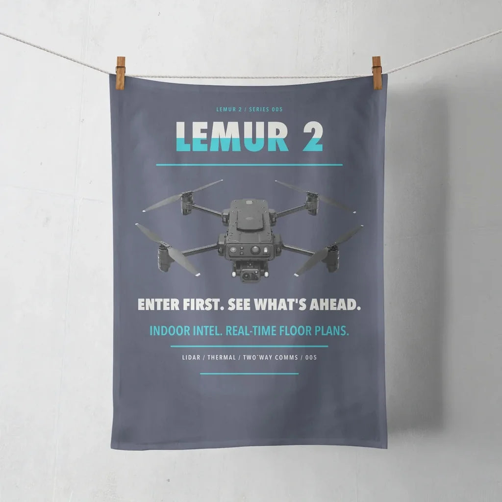 BRINC LEMUR 2 design on navy blue towel