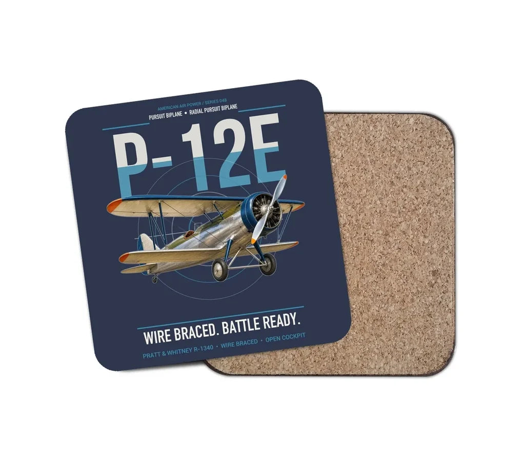 Boeing P-12E design on navy blue 1 piece coaster