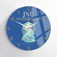 Thumbnail for Juneau International Airport (JNU) design on blue no frame wall clock