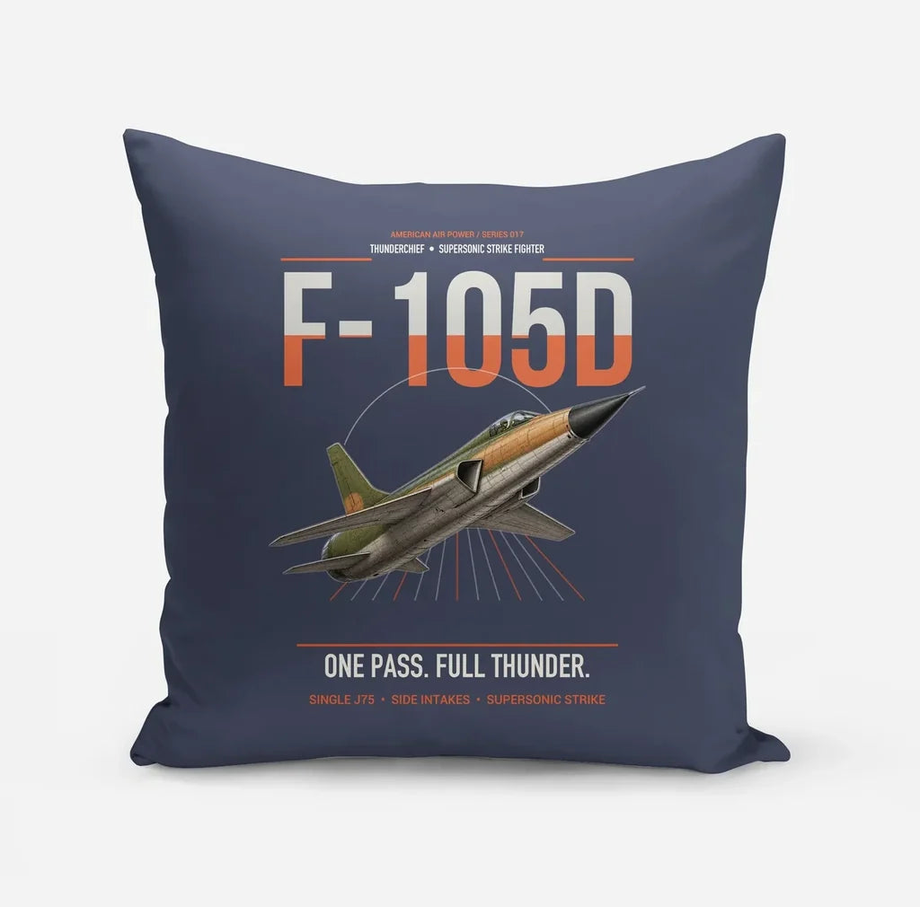 F-105D Thunderchief design on navy blue pillow