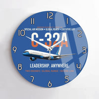 Thumbnail for C-32A Air Force Two Global Reach design on blue no frame wall clock