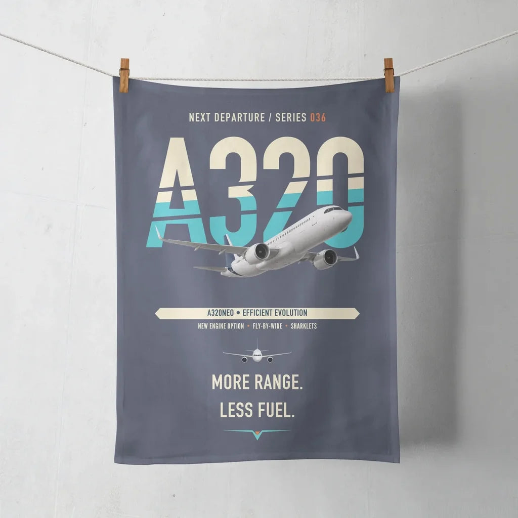 Airbus A320neo design on navy blue towel