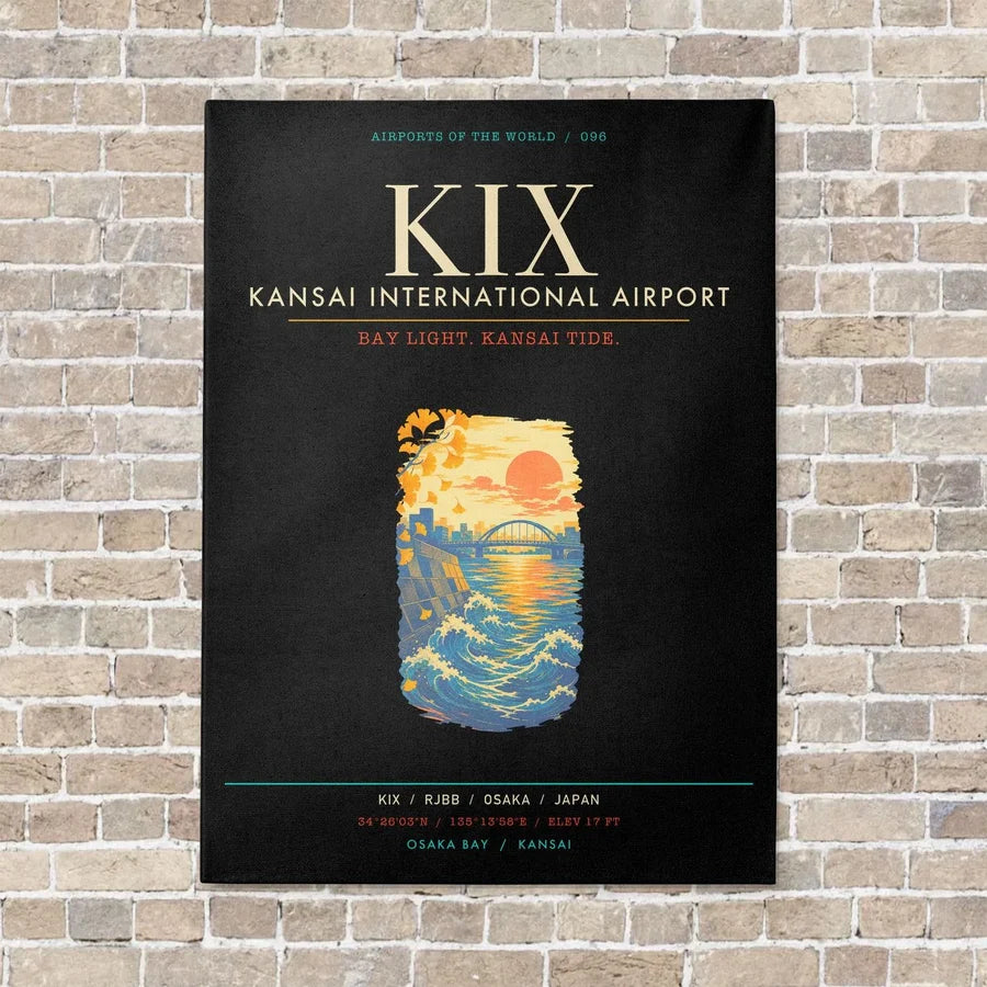 Kansai International Airport Osaka KIX - Canvas Framed - Black