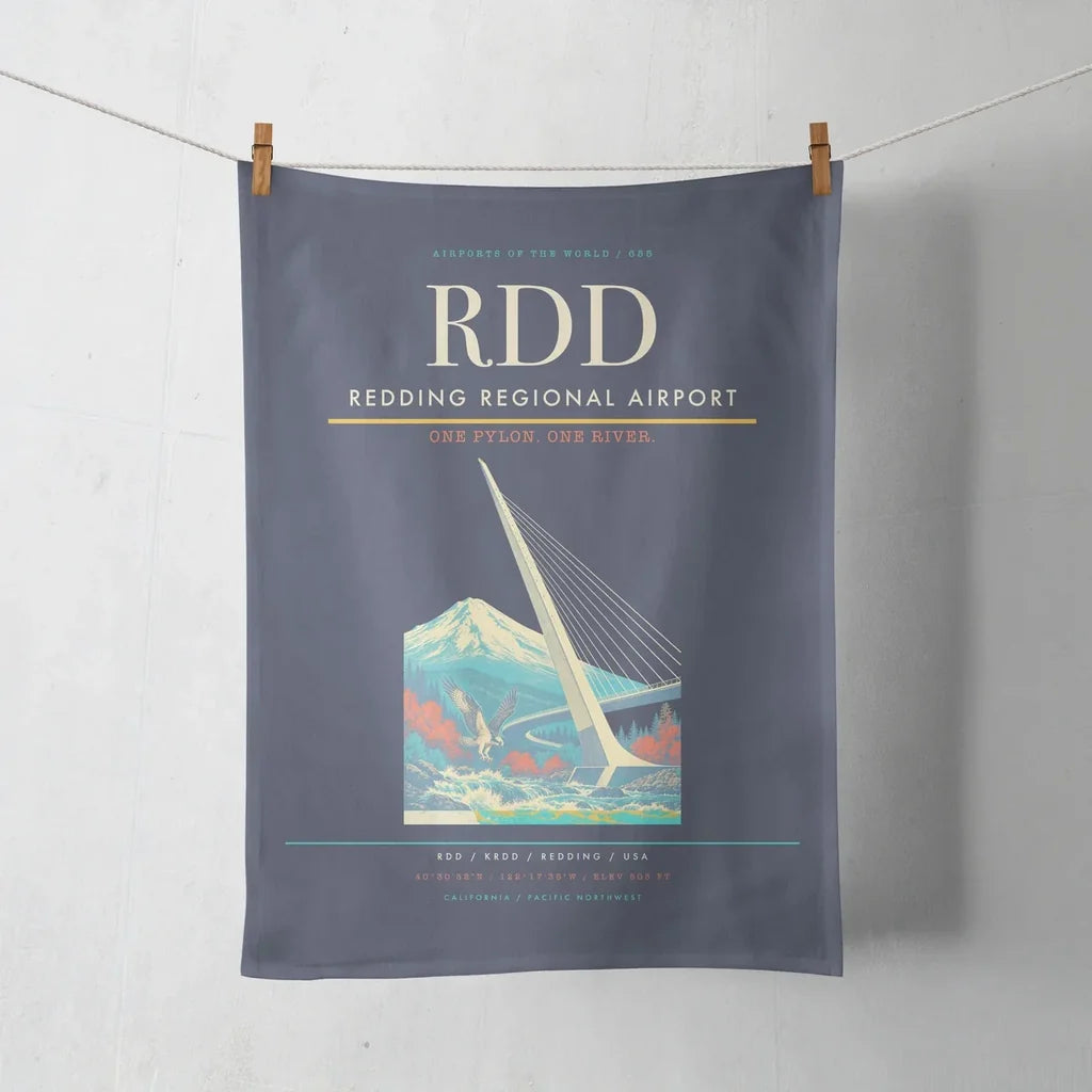Redding Regional Airport (RDD) design on navy blue towel