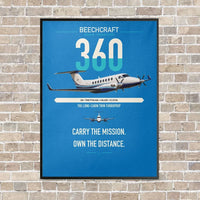 Thumbnail for Beechcraft King Air 360 vertical canvas print - framed - turquoise background