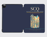Thumbnail for Santiago de Compostela Airport (SCQ) design on navy blue ipad tablet case