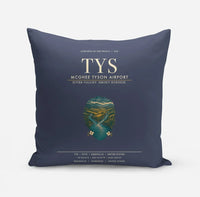Thumbnail for McGhee Tyson Airport Knoxville (TYS) design on navy blue pillow