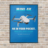 Thumbnail for DJI Mini 4K vertical canvas print - framed - turquoise background