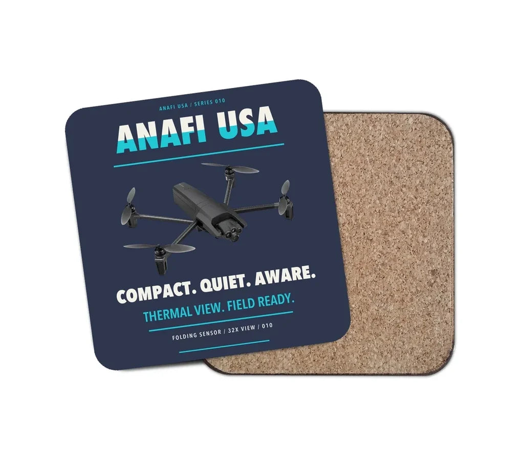 Parrot ANAFI USA design on navy blue 1 piece coaster