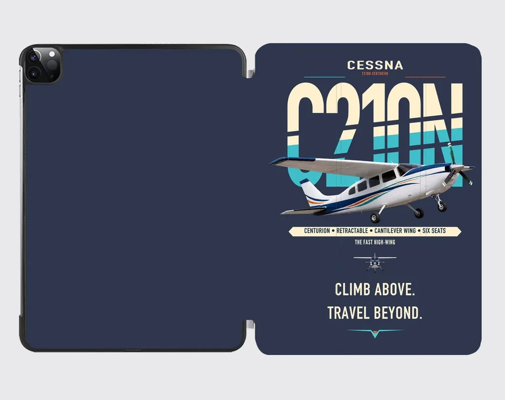 Cessna T210N Centurion design on navy blue ipad tablet case