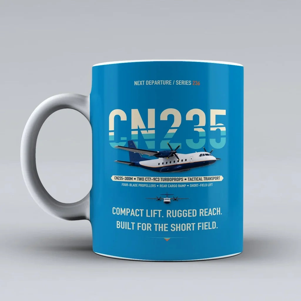 CN235-300M Mug design on turquoise airbus
