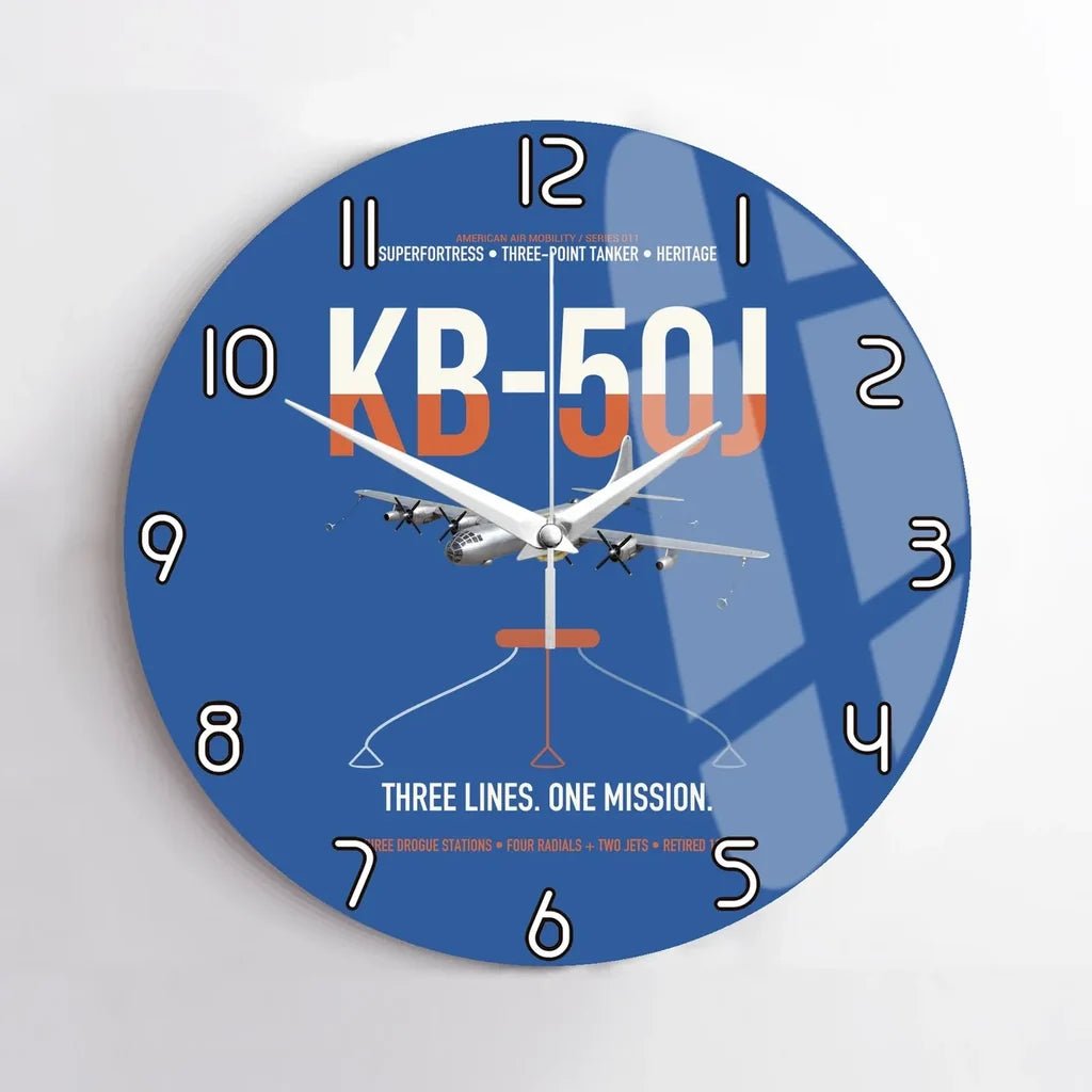 KB-50J Superfortress design on blue no frame wall clock