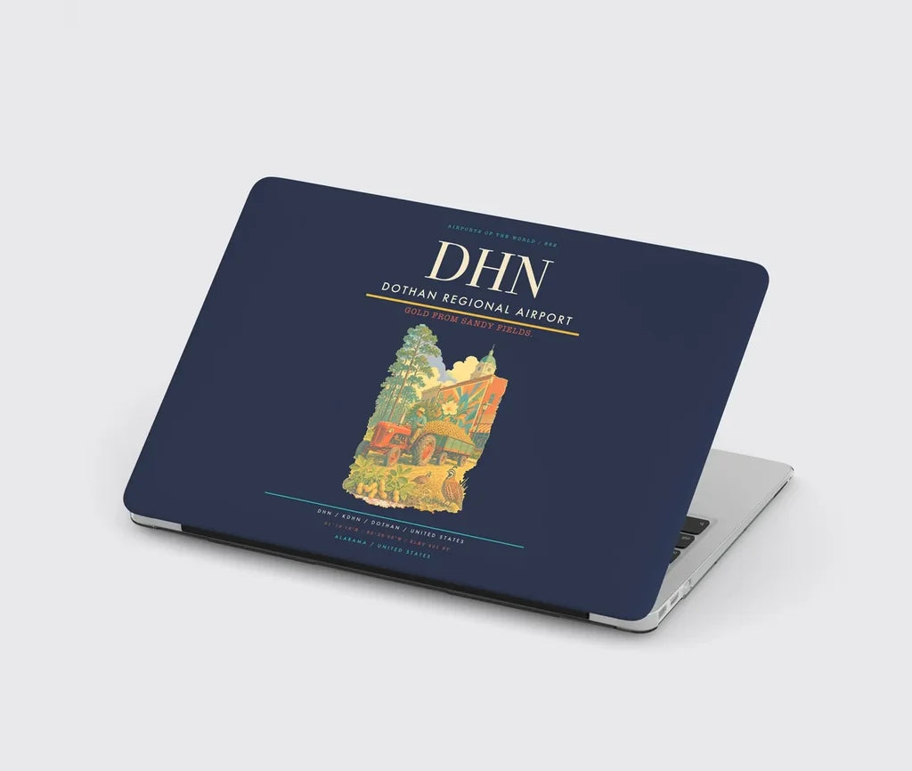 Dothan Regional Airport (DHN) design on navy blue MacBook case