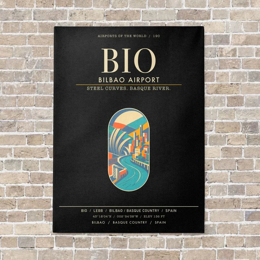 Bilbao Airport BIO - Canvas Framed - Black
