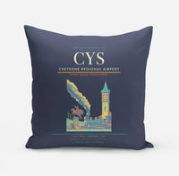 Thumbnail for Cheyenne Regional Airport (CYS) design on navy blue pillow