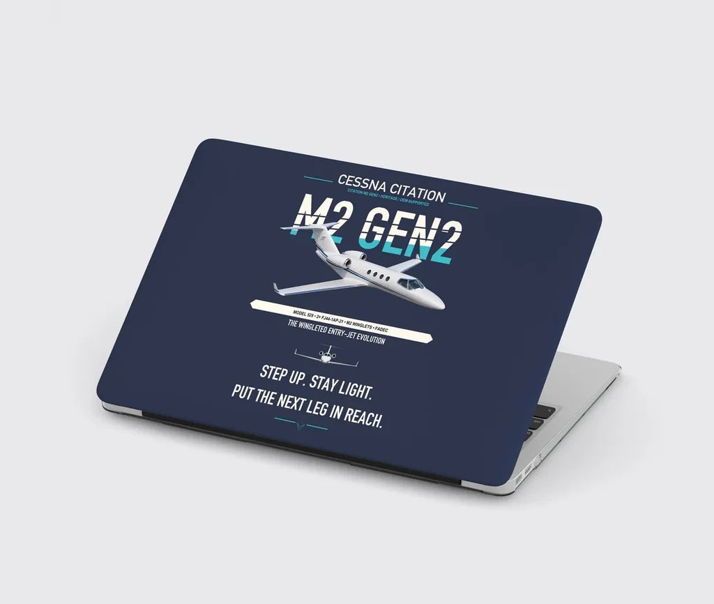 Cessna Citation M2 Gen2 design on navy blue MacBook case