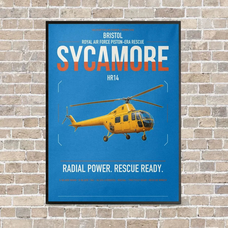 Bristol Sycamore HR14 vertical canvas print - framed - turquoise background