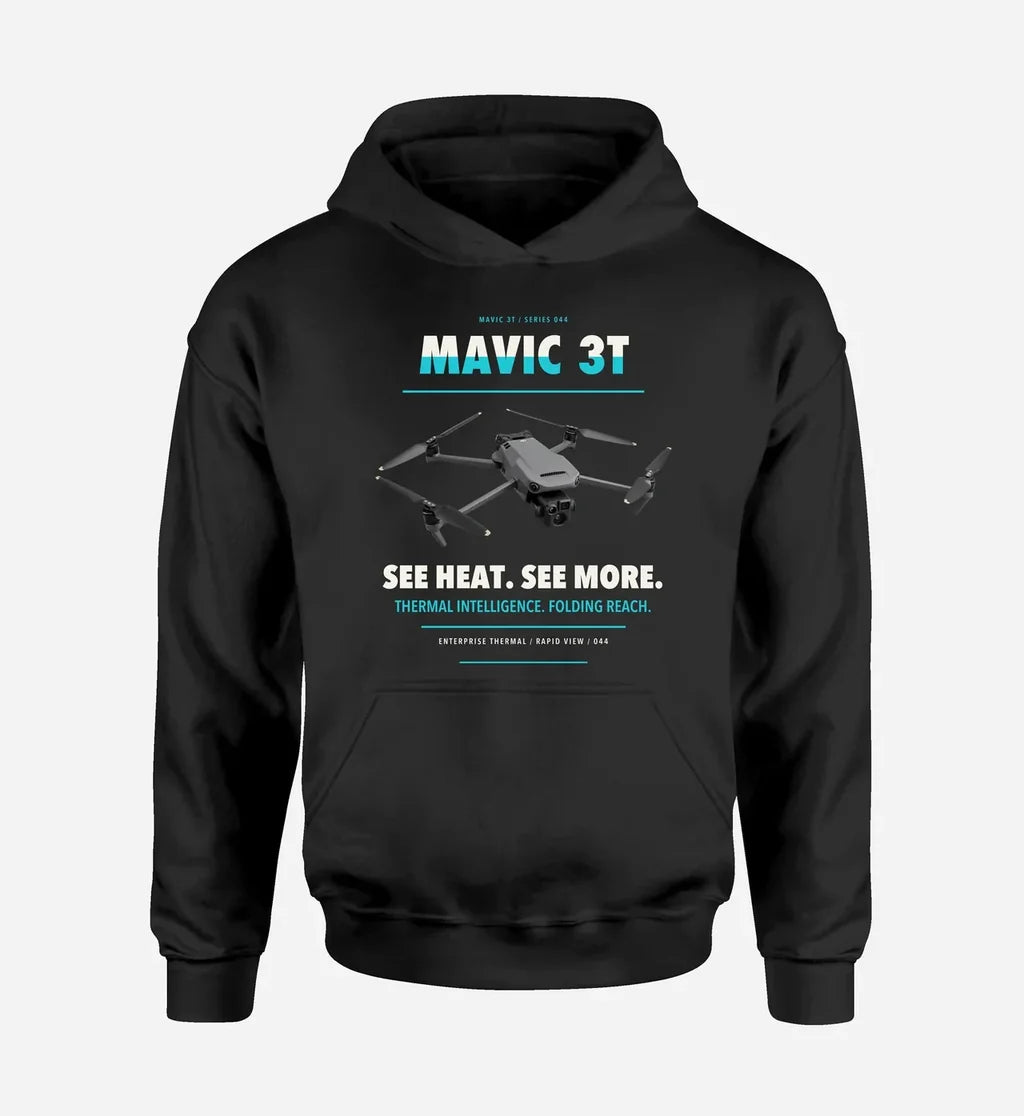 DJI Mavic 3 Thermal design on black hoodie single side
