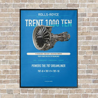 Thumbnail for TRENT 1000 TEN vertical canvas print - framed - turquoise background