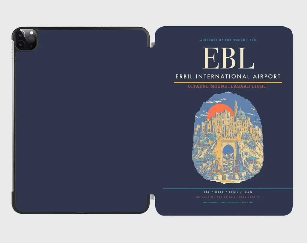 Erbil International Airport (EBL) design on navy blue ipad tablet case