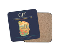 Thumbnail for Shymkent International Airport (CIT) design on navy blue 1 piece coaster