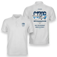 Thumbnail for Cessna 170B design on white double-side polo t-shirt, double-side print