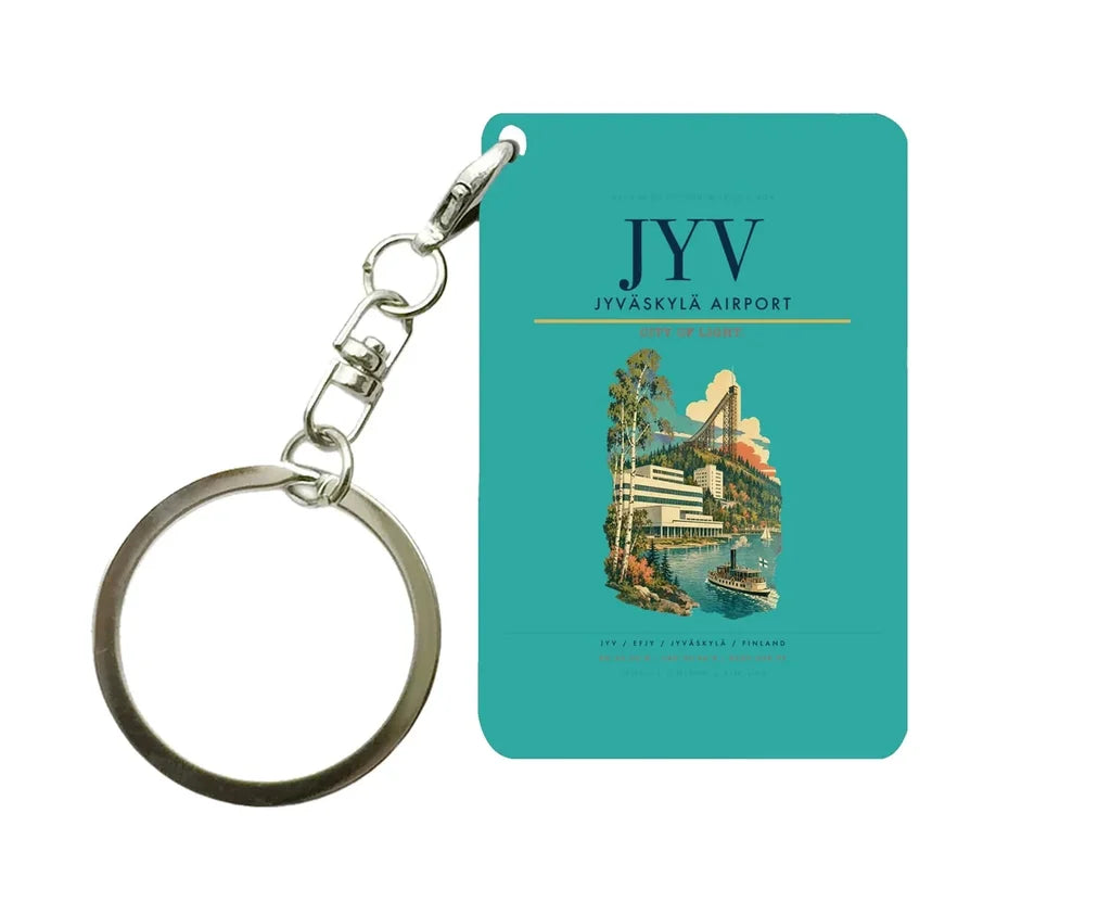 Jyväskylä Airport (JYV) design on turquoise key chain