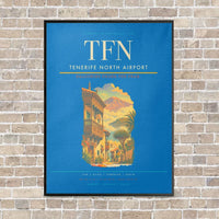 Thumbnail for Tenerife North Airport TFN vertical canvas print - framed - turquoise background