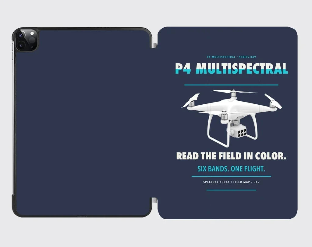 DJI P4 Multispectral design on navy blue ipad tablet case
