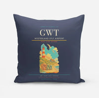 Thumbnail for Westerland Sylt Airport (GWT) design on navy blue pillow