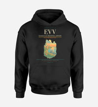 Thumbnail for Evansville Regional Airport (EVV) design on black hoodie single-side print
