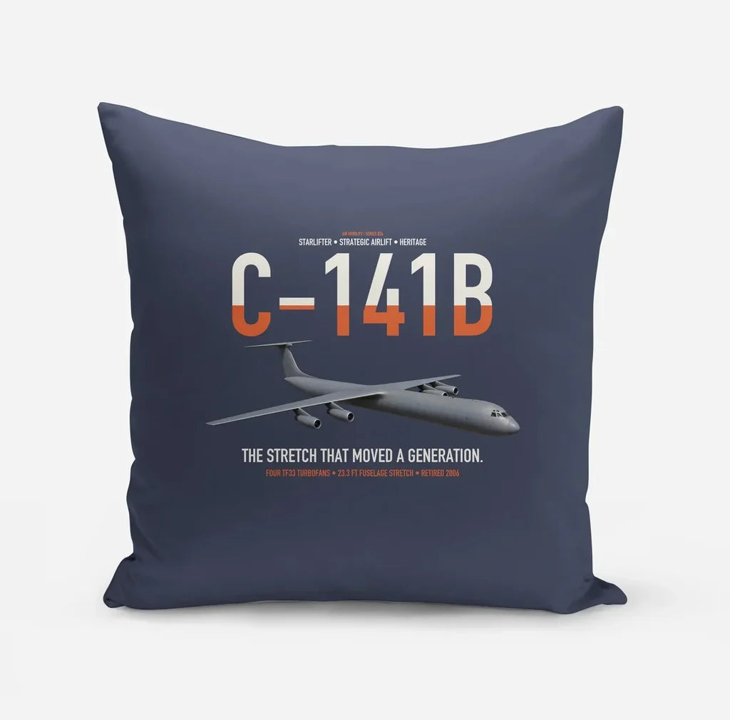 C-141B Starlifter design on navy blue pillow