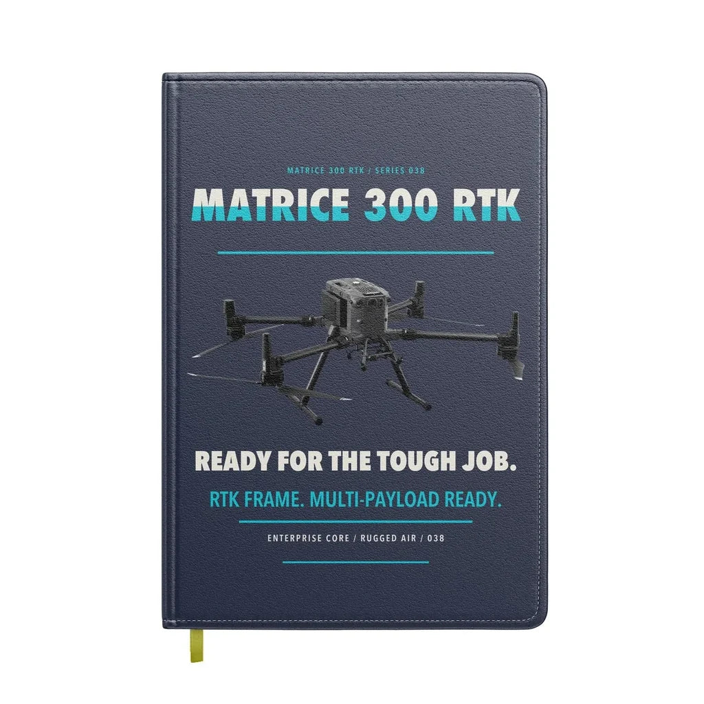 DJI Matrice 300 RTK design on navy blue notebook