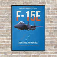 Thumbnail for F-15E Strike Eagle Deep Strike Any Weather vertical canvas print - framed - turquoise background