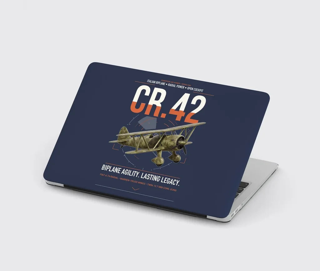 Fiat CR.42 Falco design on navy blue MacBook case