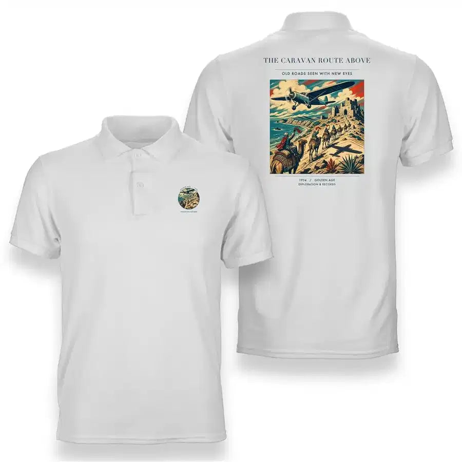 VINTAGE G4332 - The Caravan Route Above - Double-Side Polo T-Shirt design on white