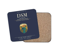 Thumbnail for Des Moines International Airport (DSM) design on navy blue 1 piece coaster