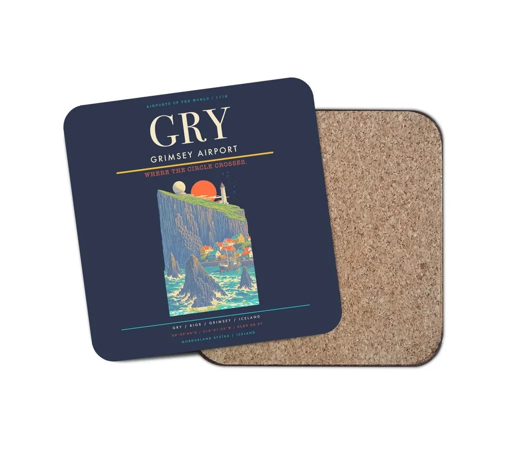 Grimsey Airport GRY Coaster 1-Piece - Navy Blue