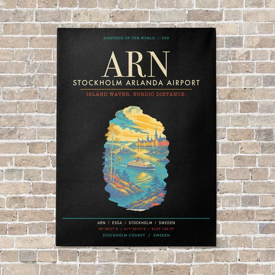 Stockholm Arlanda Airport ARN - Canvas Framed - Black