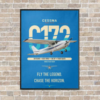 Thumbnail for Cessna 172 Skyhawk vertical canvas print - framed - turquoise background