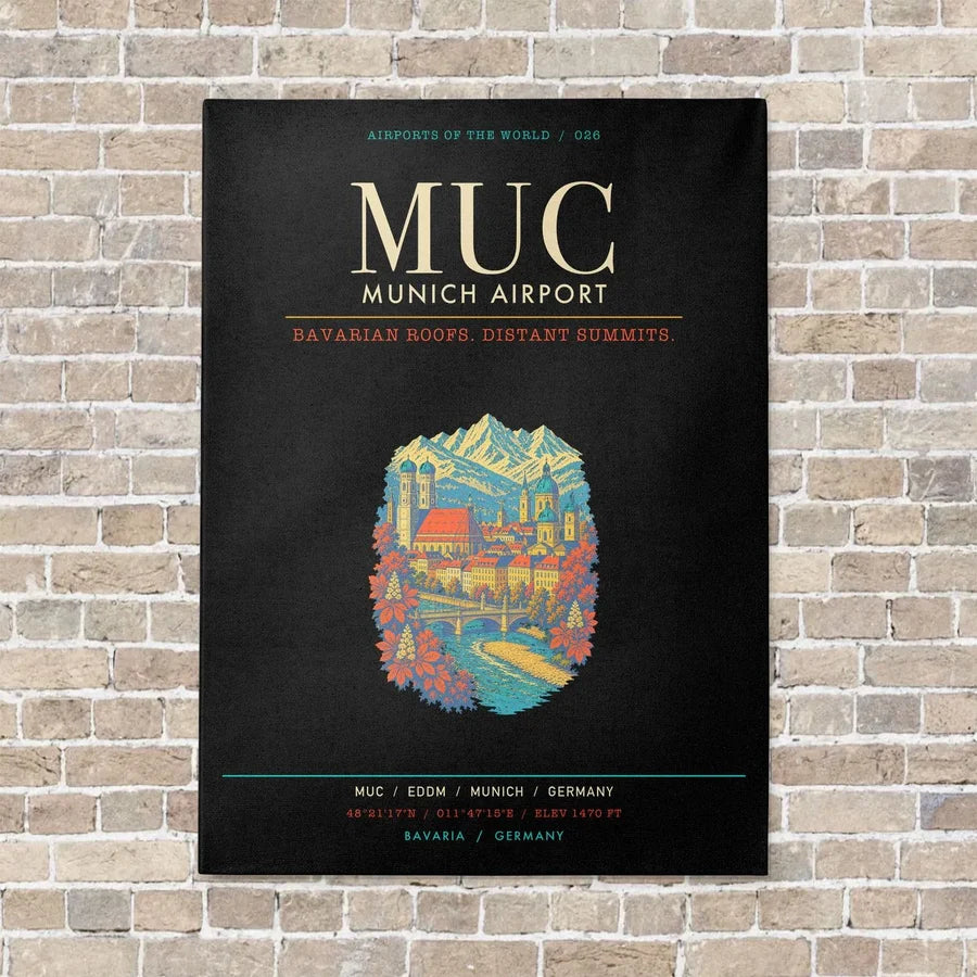Munich Airport MUC - Canvas Framed - Black