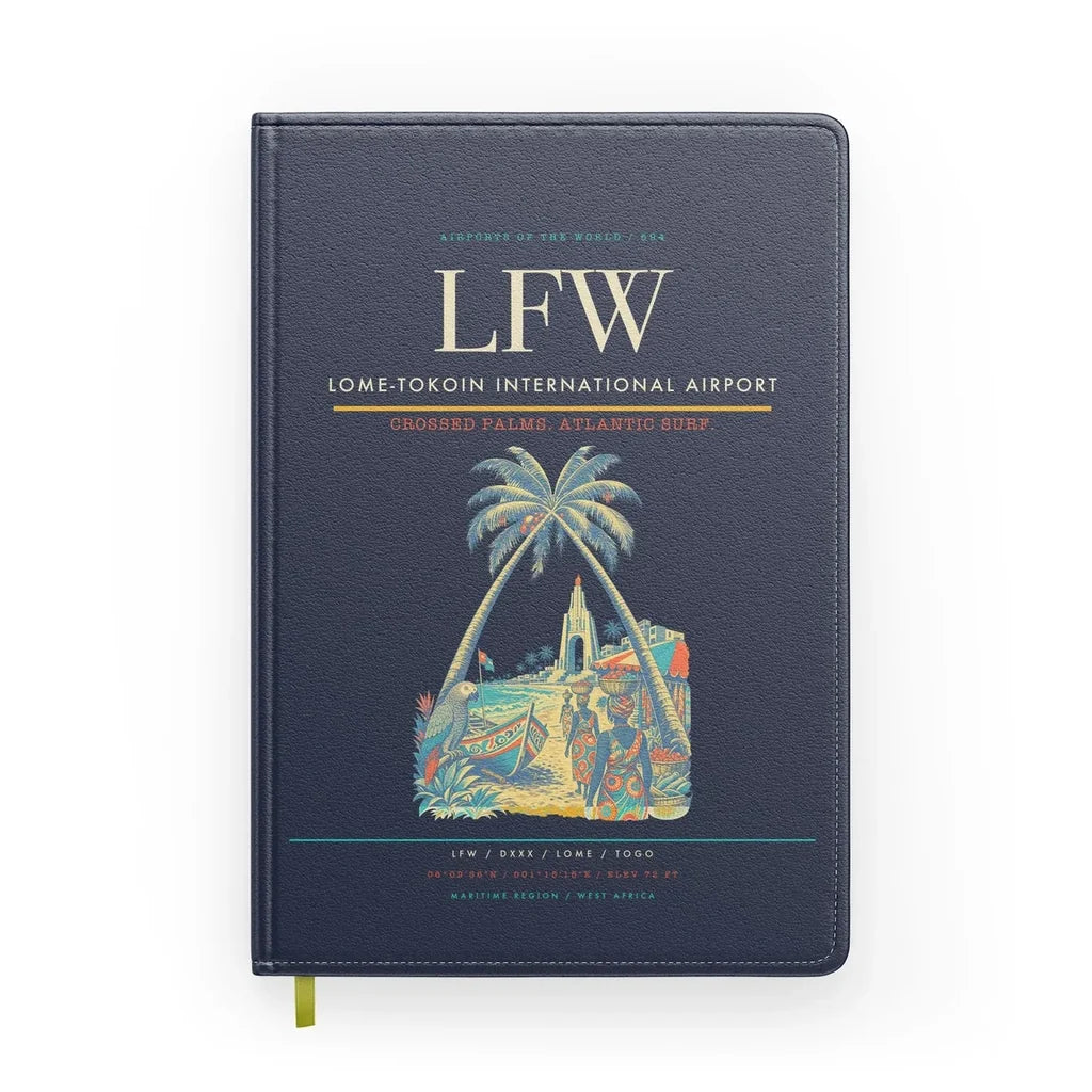 Lome-Tokoin International Airport (LFW) design on navy blue notebook