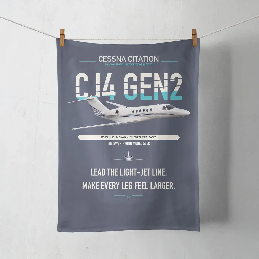Cessna Citation CJ4 Gen2 design on navy blue towel