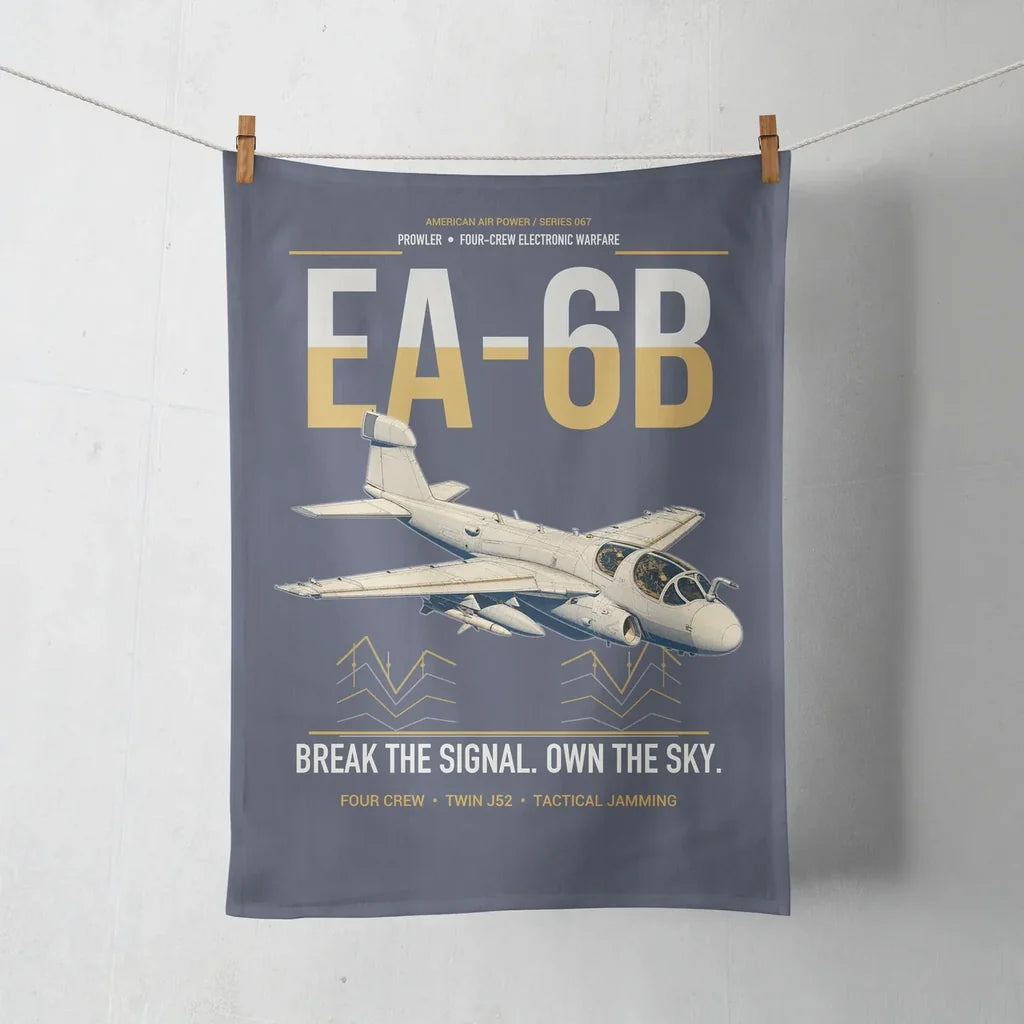 EA-6B Prowler design on navy blue towel
